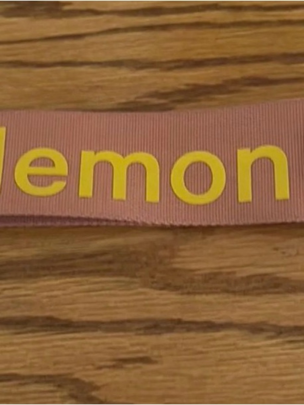 lululemon athletica pink strap with yellow logo key/card holder